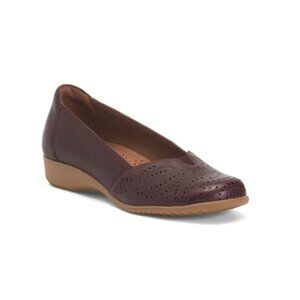 COBB HILL ROCKPORT Dark Red Leather Rozie Comfort Wedges